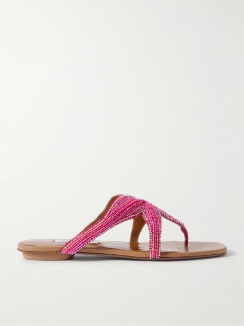 Reef Star bead-embellished leather sandals Bright pink
