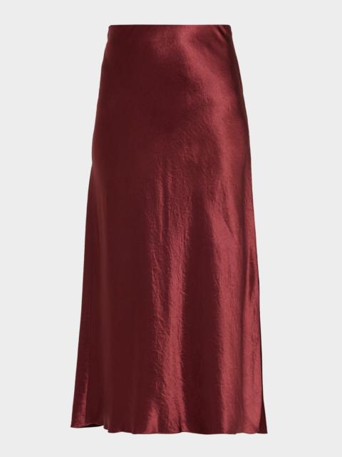 Side-Slit Satin Slip Skirt