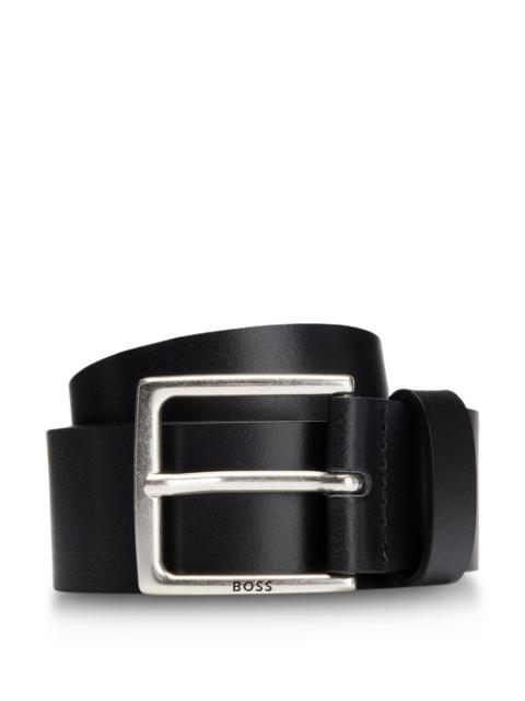 ITALIAN-LEATHER BELT WITH ANTIQUE-EFFECT HARDWARE