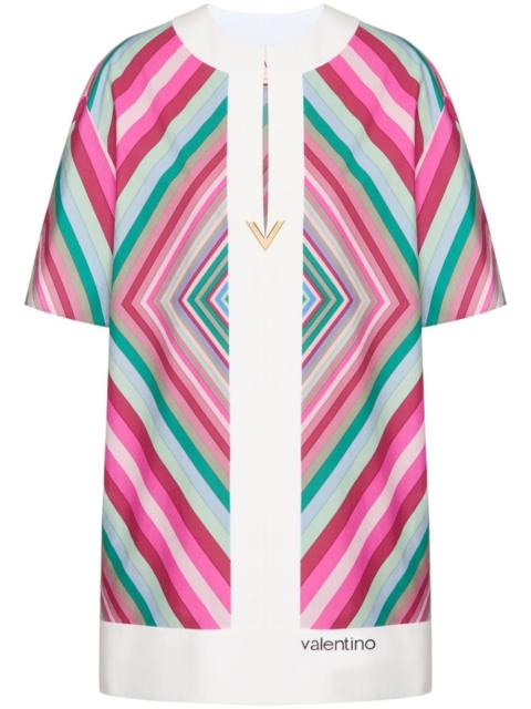 V-plaque geometric-print minidress