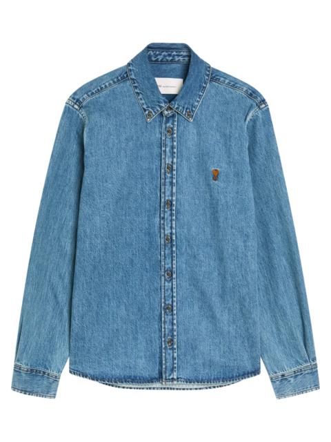 Ami Paris Logo-embroidered Denim Shirt