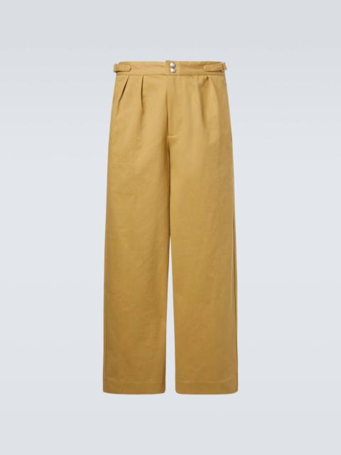 Cotton twill wide-leg pants