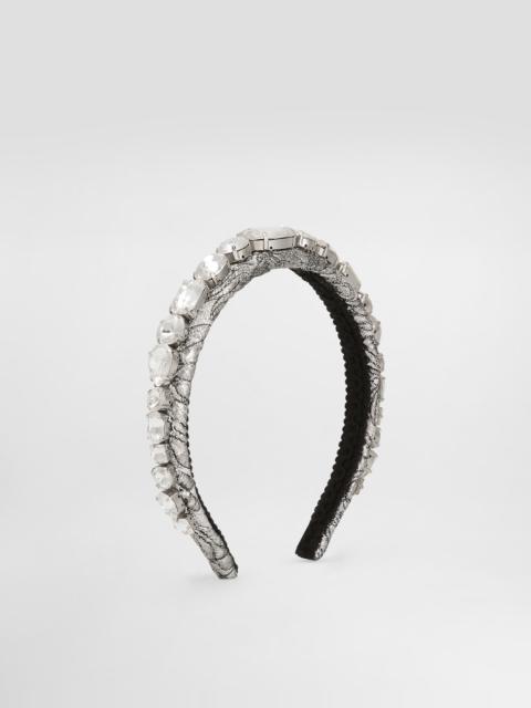 Floral jacquard headband with embroidery