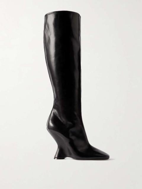 Leather knee boots