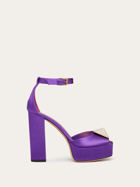 ONE STUD OPEN-TOE SATIN PLATFORM PUMP WITH STUD AND CRYSTALS 120MM