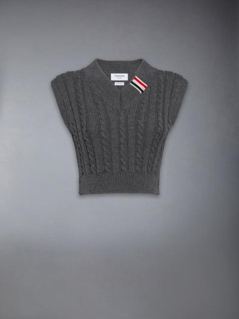 Baby Cable Cropped V Neck Pullover