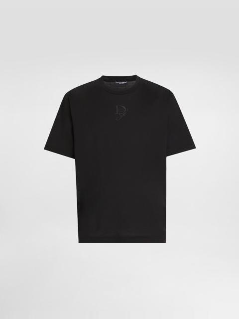 Cotton T-shirt with logo embroidery