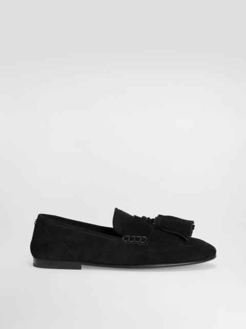 Split calfskin slipper