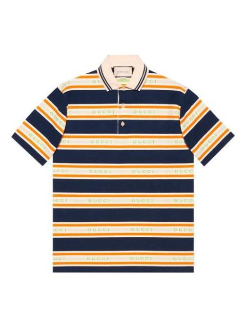 Gucci Logo Collar Stripe Polo 'Ink Ivory' 645258-XJC6I-4273
