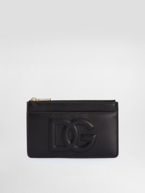 Medium calfskin card holder with DG logo