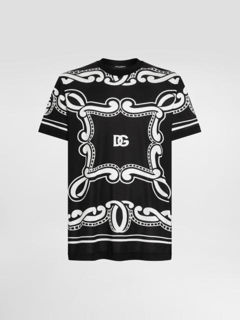 Silk T-shirt with bandanna print