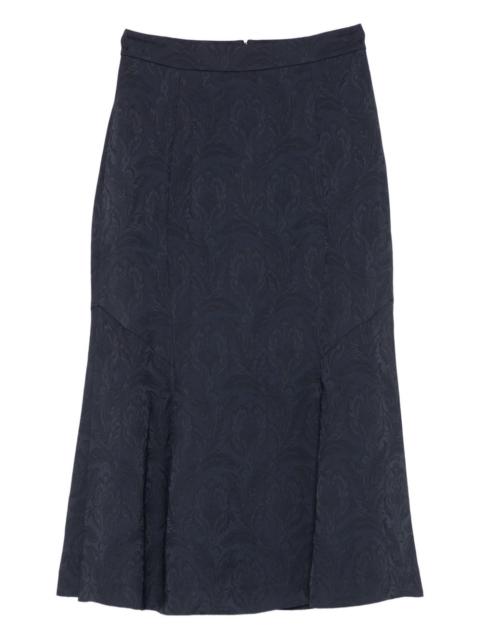 damask-pattern midi skirt