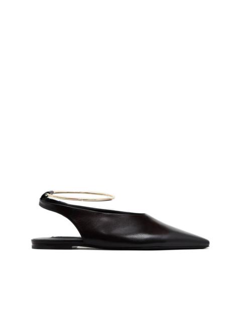 35mm pointed-toe ring-detail ballet flats