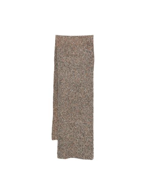 mélange-effect ribbed scarf