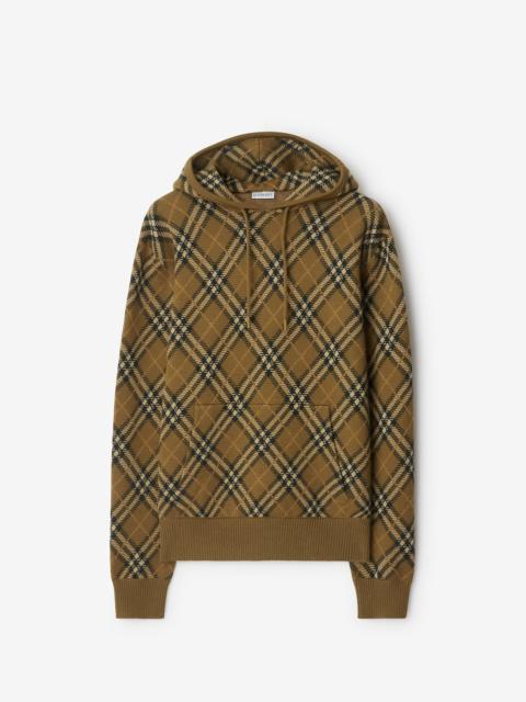 Check Wool Mohair Blend Hoodie