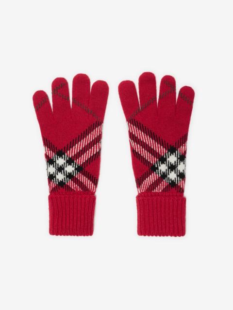 Check Cashmere Blend Gloves