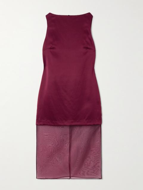 Rio Cowl Organza-trimmed Silk-satin Midi Dress