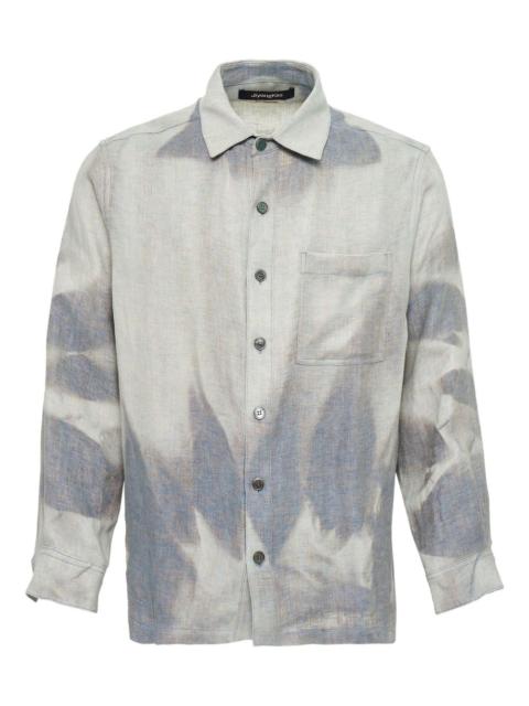 bleach-effect linen shirt