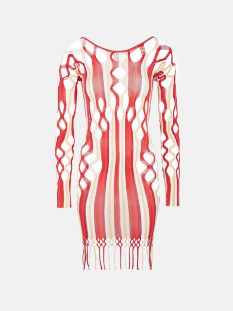 KRILL DRESS BURGUNDY STRIPE