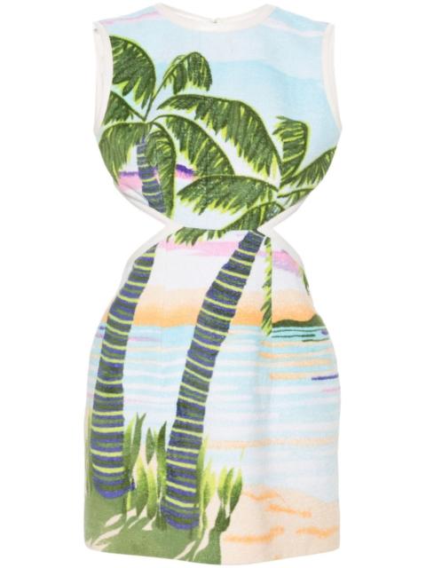 beach print-jacquard mini dress