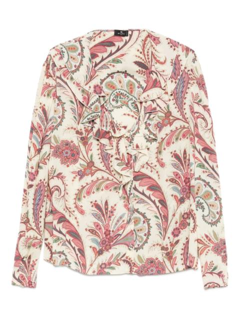 paisley-print ruffled blouse