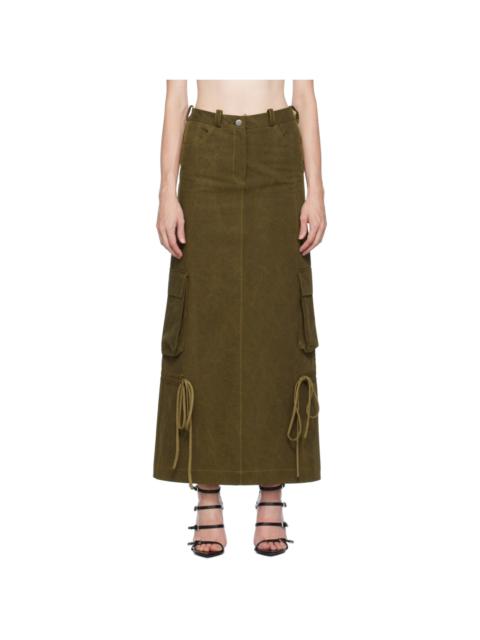 Khaki Cargo Maxi Skirt