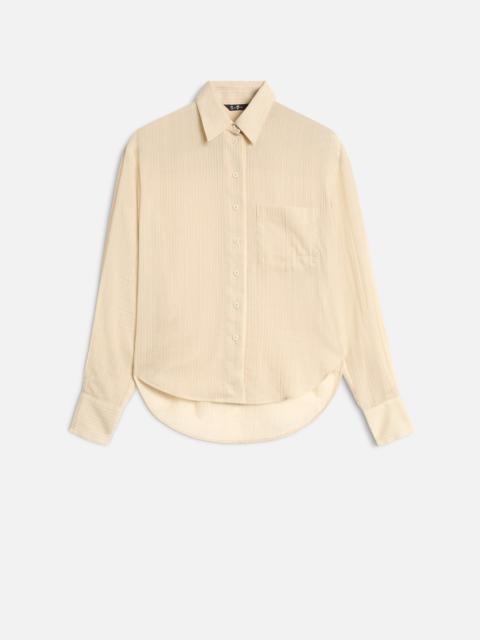 Oversize Button Down in Beige Stripe