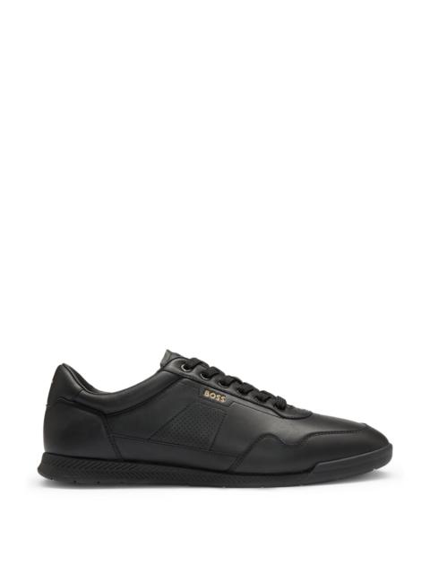 NAPPA-LEATHER TRAINERS WITH PERFORATED DETAILS