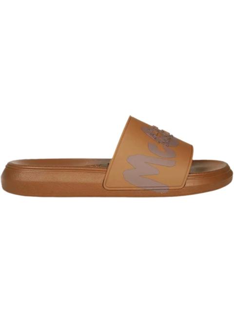 Alexander McQueen Pool Slide Graffiti Logo Brown