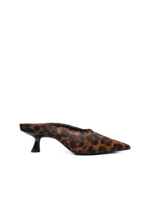 leather heeled mules