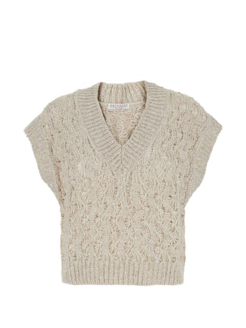 sequin-embellished V-neck vest