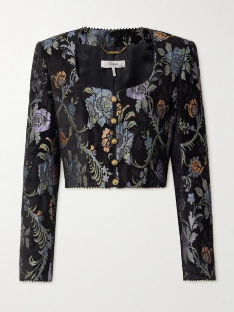 Cropped Floral-jacquard Jacket