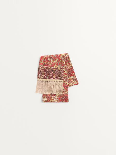 VOYAGE IMAGINAIRE SILK BANDEAU SCARF WITH FRINGE