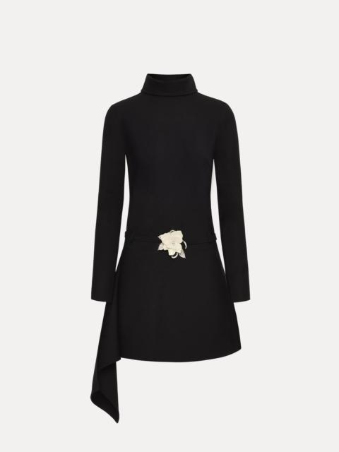 FLORAL BELT MOCK-NECK DRESS