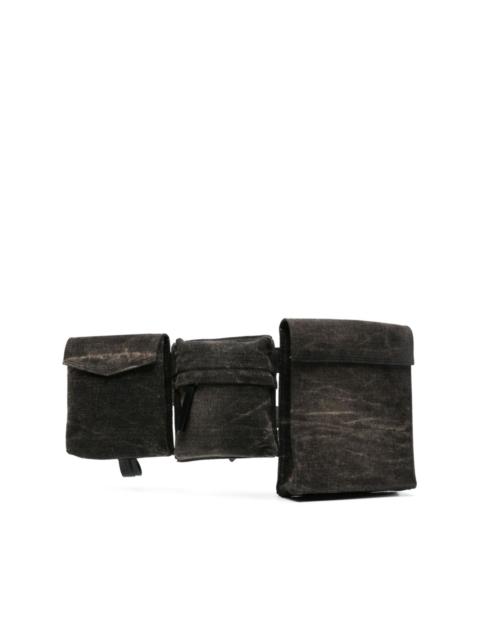 logo-buckle denim belt bag