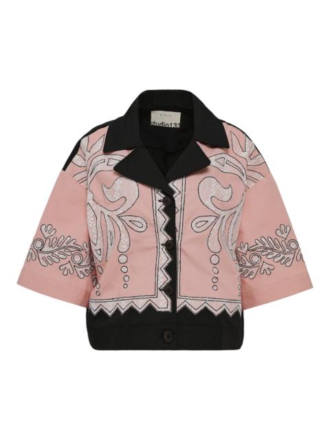 Mix Color Cotton Top With Lace Embroidered