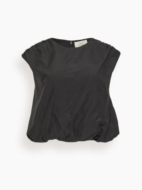 Cosma Gathered Sleeveless Top in Black