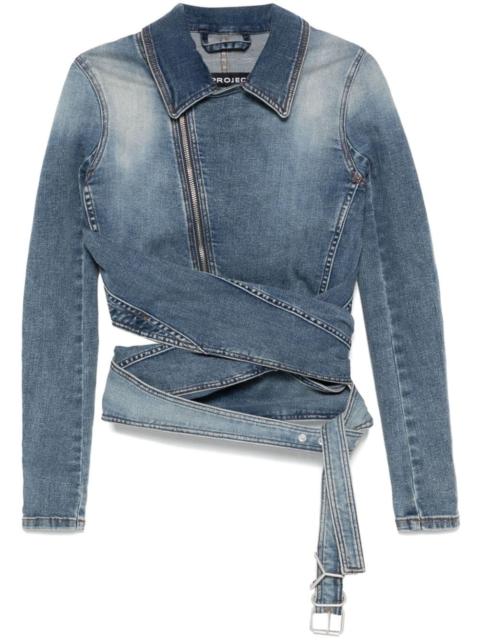 wrap denim jacket