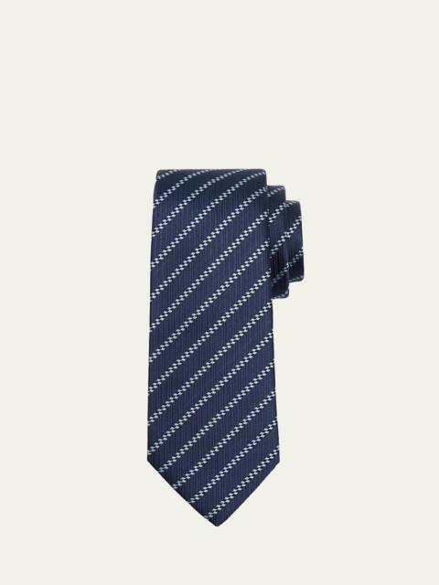 Men's Diagonal Striped Woven Silk Jacquard Tie