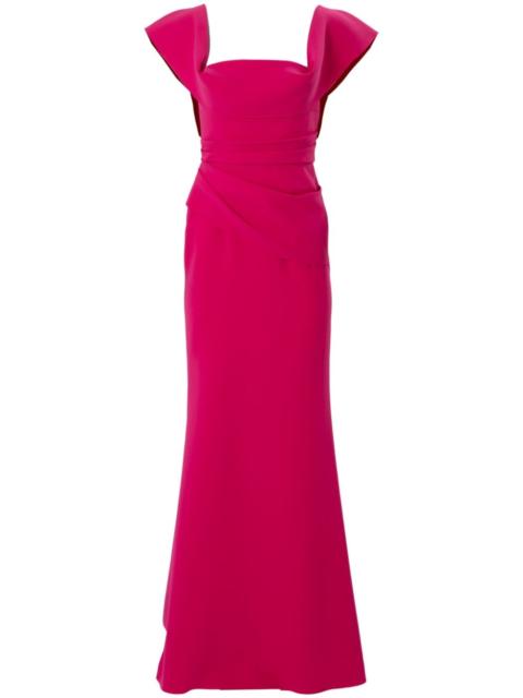 ruched square-neck gown