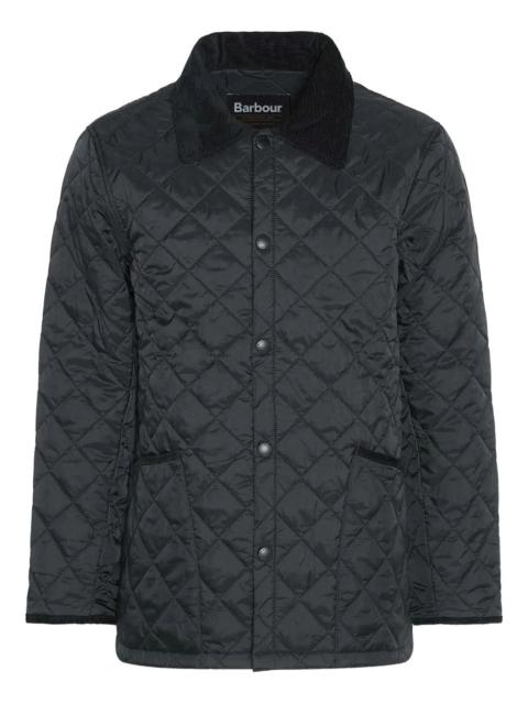 diamond-quilted corduroy-collar jacket