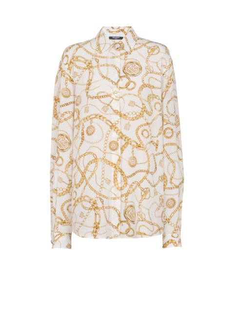 Printed silk shirt with Balmain Chains pattern