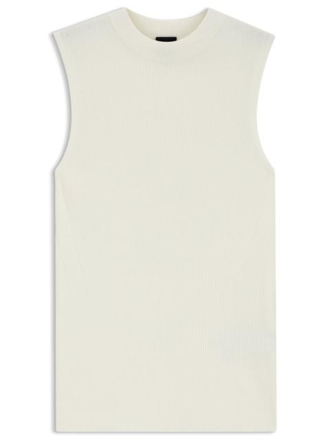 SLEEVELESS MOCK-NECK TOP IN RIBBED FABRIC