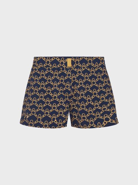 WOMEN STRETCH FLAT BELT SWIM SHORTS TURTLES CHAIN