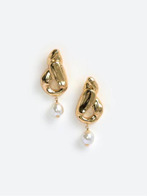 Gold Faux Pearl Drop Earrings