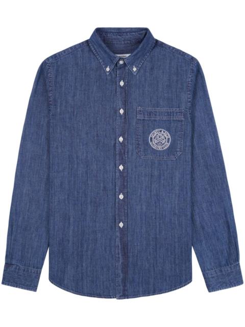logo-embroidered denim shirt