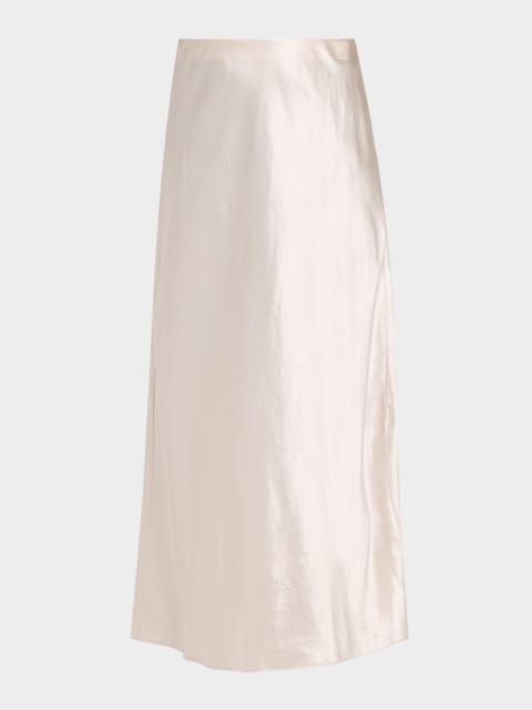 Side-Slit Satin Slip Skirt