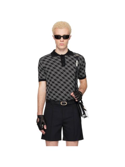 Black Check Jacquard Polo