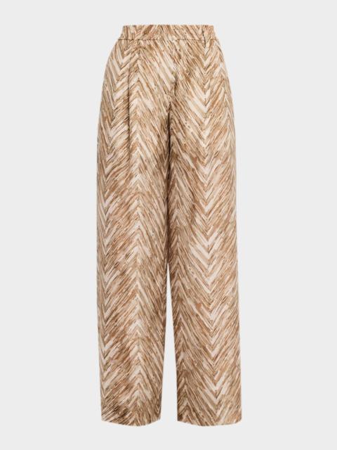 Chevron Silk Wide-Leg Summer Pants
