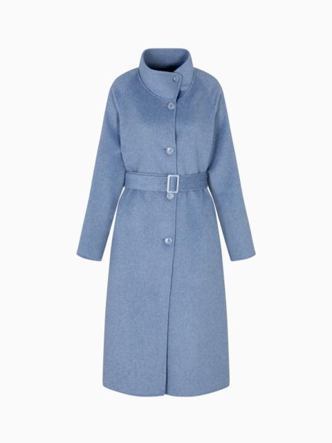 MOCK-NECK WOOL-BLEND COAT WITH MATCHING BELT